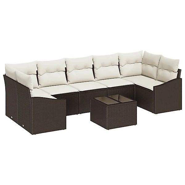 vidaXL Sofa Set mit Kissen 8-Tlg Braun und Creme Poly-Rattan 3355307 günstig online kaufen