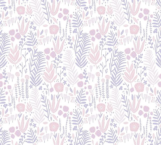 Bricoflor Blumentapete für Kinder Mädchentapete in Rosa und Violett Ideal f günstig online kaufen