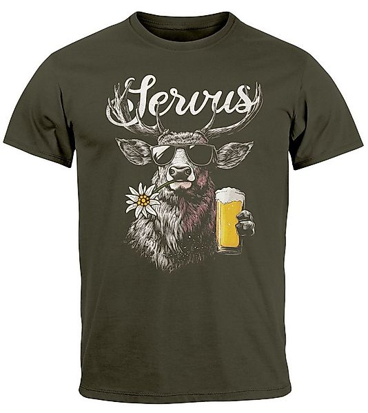 Neverless Print-Shirt Herren T-Shirt Hirsch Tracht Modern Lustig Volksfest günstig online kaufen