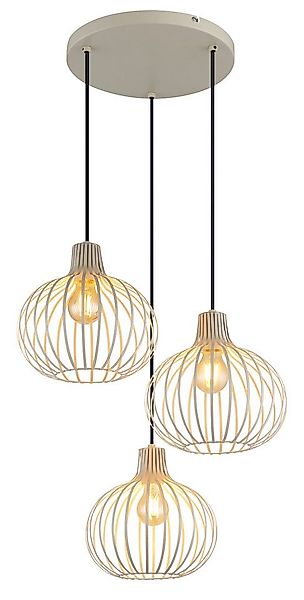 my home Hängeleuchte Heta, Hängelampe Metall cremefarben, exkl. 3x E27 40W günstig online kaufen