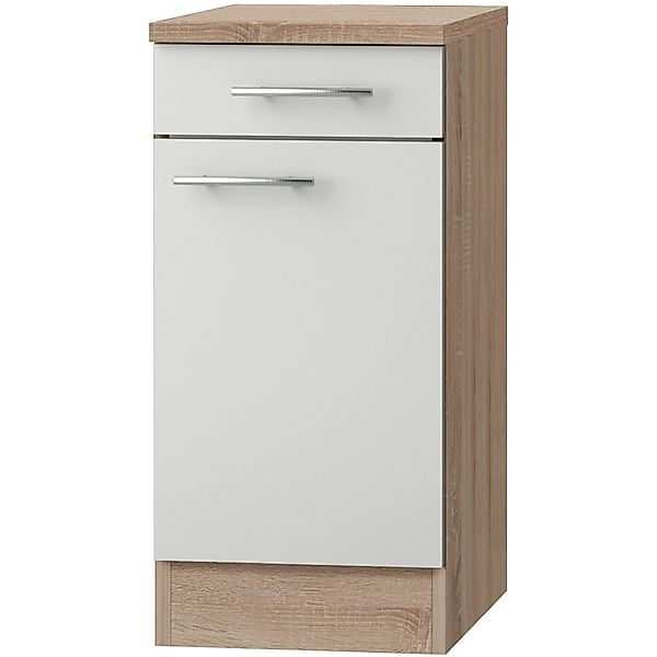 Optifit Küchen-Unterschrank Dakar286 40 cm x 84,8 cm x 60 cm Weiß-Eiche günstig online kaufen