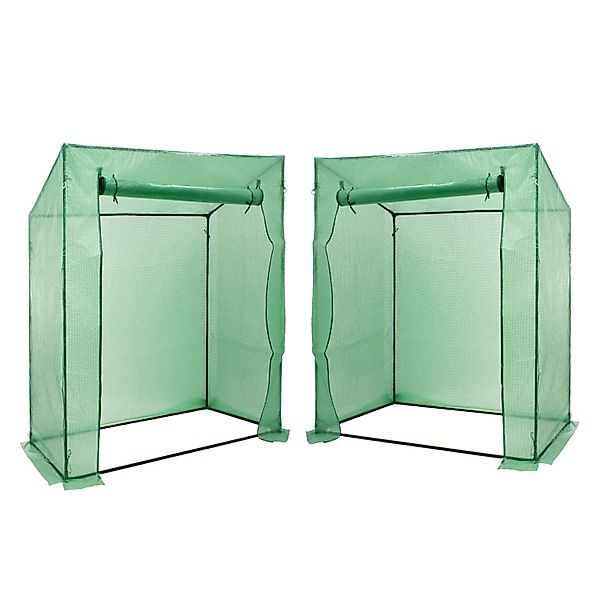 ECD Germany 2x Foliengewächshaus Grün 200x79x168cm mit Gitternetzfolie günstig online kaufen