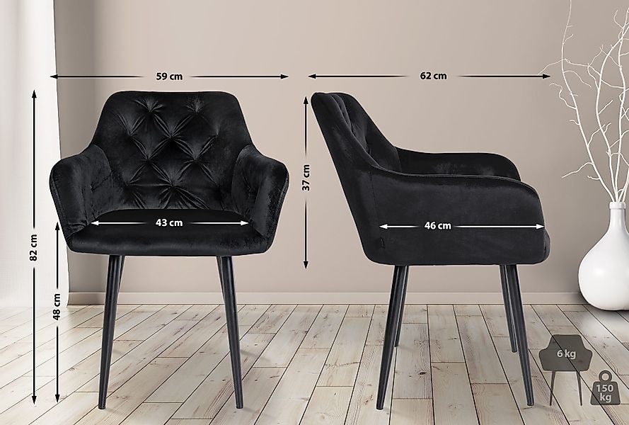 CLP Esszimmerstuhl 2er Set Stanley (2er Set, 2 St), gesteppte Polsterung, M günstig online kaufen