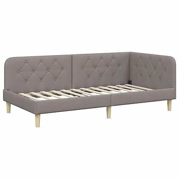 vidaXL Eckbettgestell mit Kopfteil Taupe 90 x 190 cm Stoff 42016566 günstig online kaufen