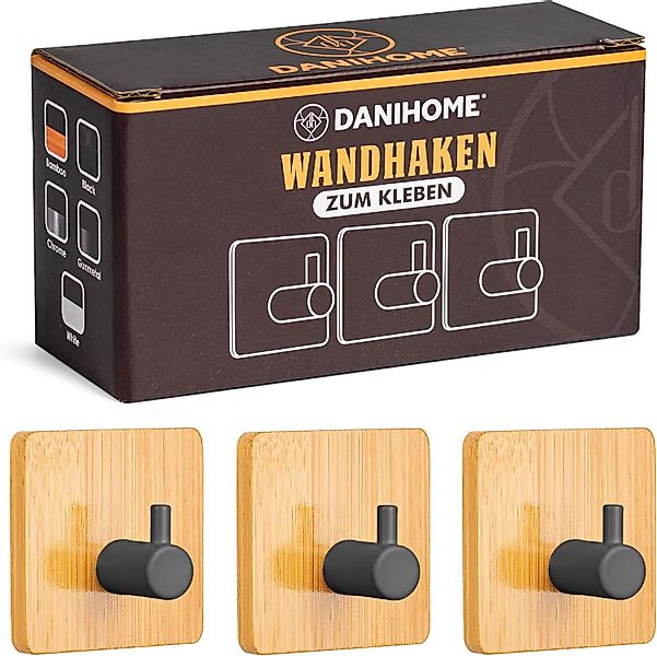 DANIHOME Klebehaken Handtuchhalter Bambus & Gunmetall günstig online kaufen