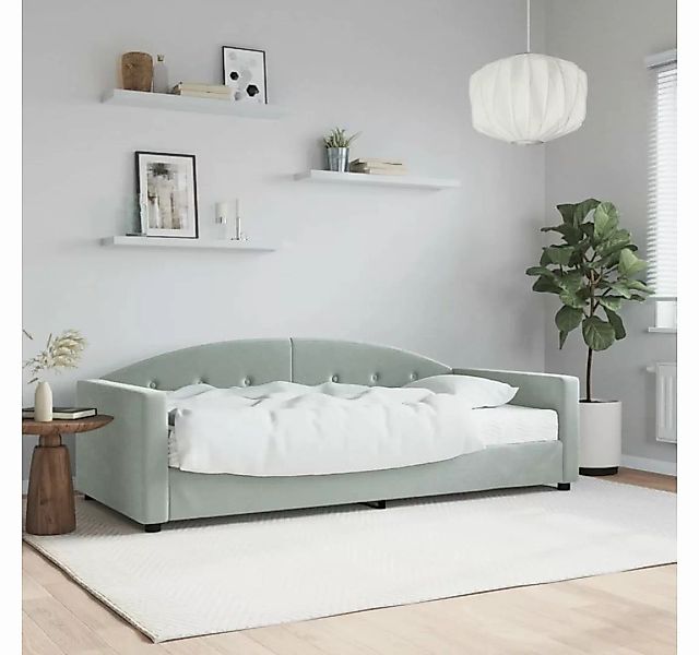 furnicato Bett Tagesbett mit Matratze Hellgrau 90x200 cm Samt günstig online kaufen