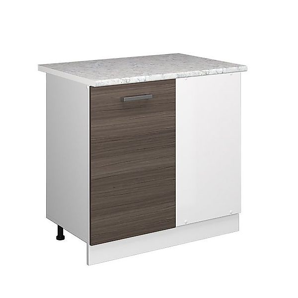 Vicco Eckunterschrank R-Line Küchen Eckschrank Grau/Weiß 86 cm AP Marmor günstig online kaufen