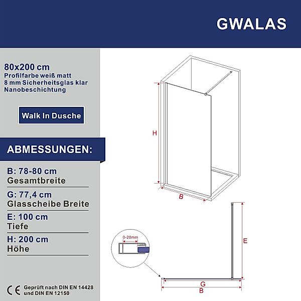 AQUABATOS Walk-in-Dusche Duschabtrennung Duschwände Duschtrennwand Gold günstig online kaufen