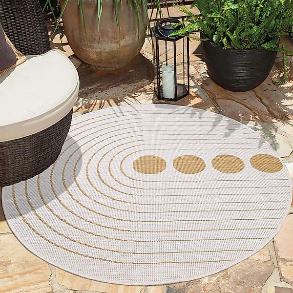 Carpet City Outdoorteppich "DUO RUG 5739" rund 5 mm Höhe Wendeteppich Wette günstig online kaufen