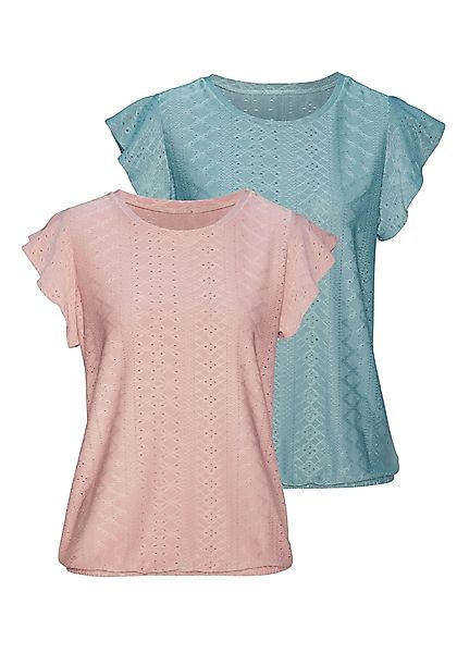 Vivance Kurzarmshirt mit Lochstickerei (2er-Pack) aus günstig online kaufen
