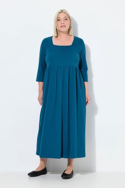 Ulla Popken Maxikleid Jerseykleid A-Linie Carré-Ausschnitt günstig online kaufen