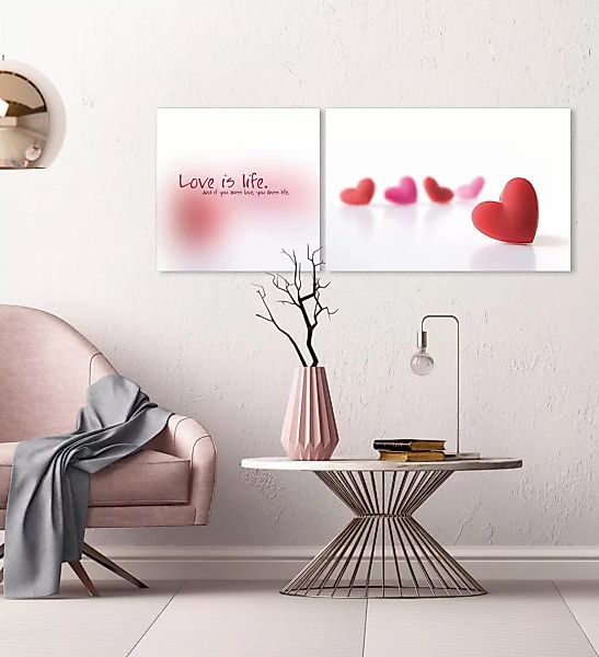 queence Leinwandbild "Love is Life", Herz-Herzbilder-Kunst-Modern-Spa-Spa B günstig online kaufen