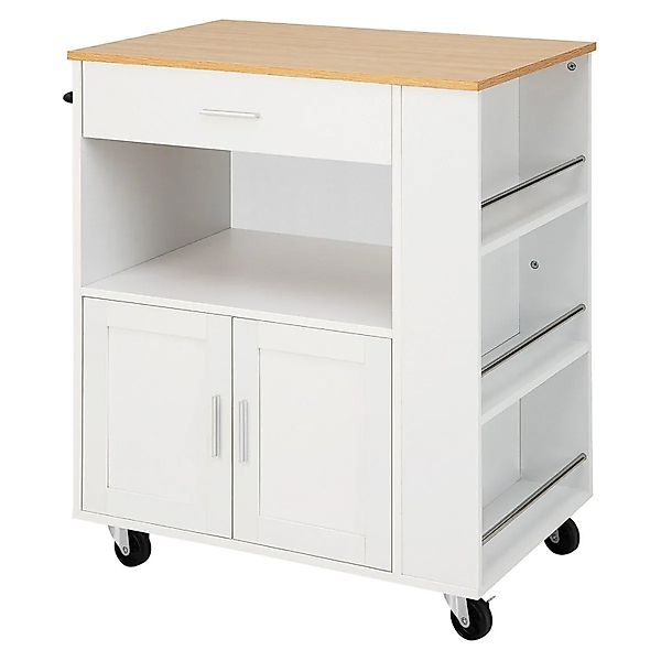 Costway Küchenwagen Auf Rollen mit Arbeitsplatte Weiß 50 x 82 x 92 cm günstig online kaufen
