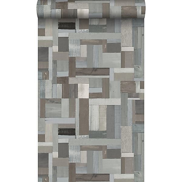 Origin Wallcoverings Tapete Altholz-Motiv Hellgrau und Taupe 53 cm x 10.05 günstig online kaufen