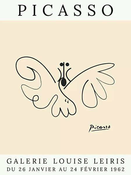 Poster / Leinwandbild - Picasso Schmetterling – Beige günstig online kaufen