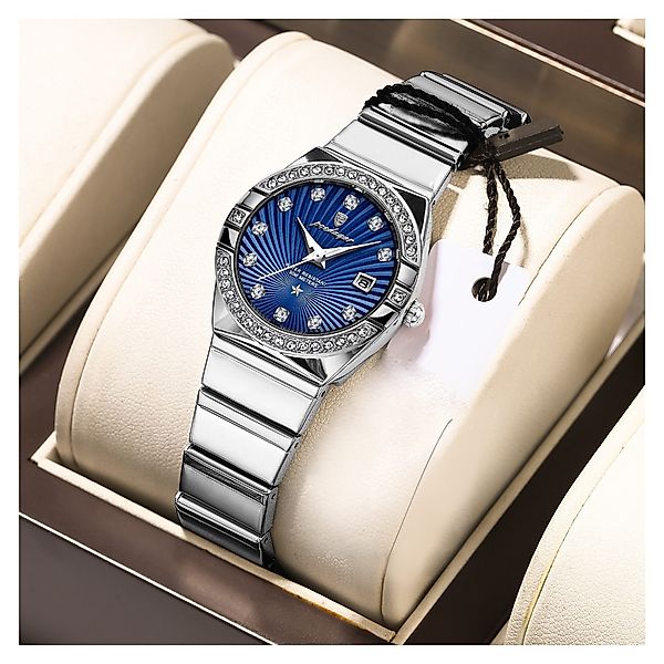 ibettertec Quarzuhr Damen Uhr Edelstahl, Strass günstig online kaufen