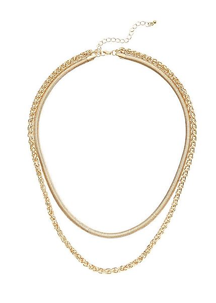 LASCANA Collier Layerkette, 2 reihige Halskette, Schlangenkette und Zopfket günstig online kaufen