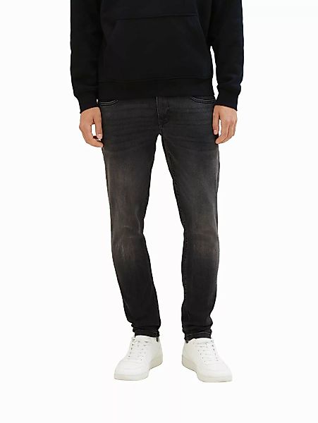 Tom Tailor Denim Herren Jeans Culver - Skinny Fit - Schwarz - Used Dark Sto günstig online kaufen