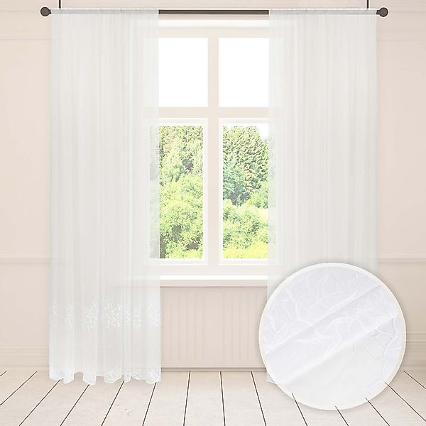 Asphald Gardine auf Maß Stickereilangstore Voile günstig online kaufen