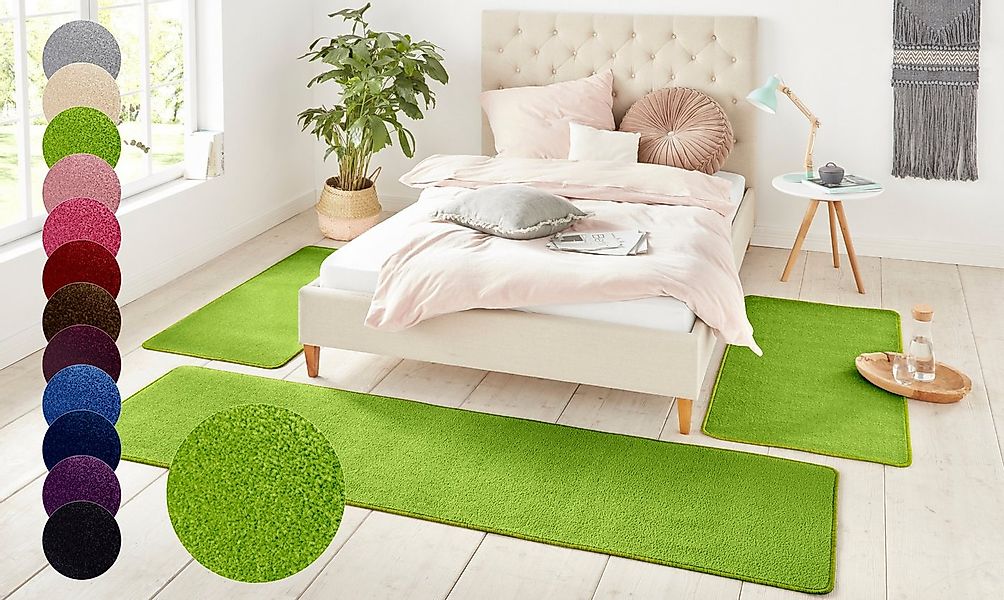 HANSE Home Bettumrandung Shashi, Höhe 8 mm, (3-tlg), Kurzflor, Unifarben, T günstig online kaufen