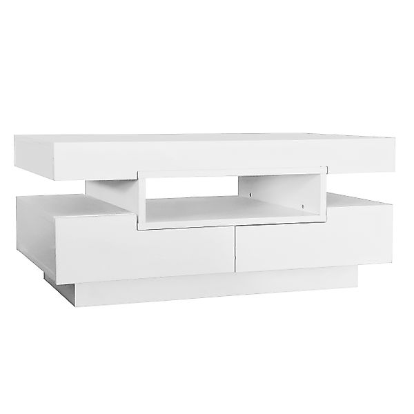 Couchtisch Weiß Hochglanz 80x50x36 cm, Luxus Couchtisch mit LED-Licht und g günstig online kaufen