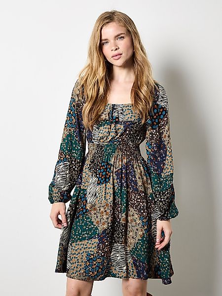 Apricot Minikleid Patchworkkleid mit Smokdetails und günstig online kaufen