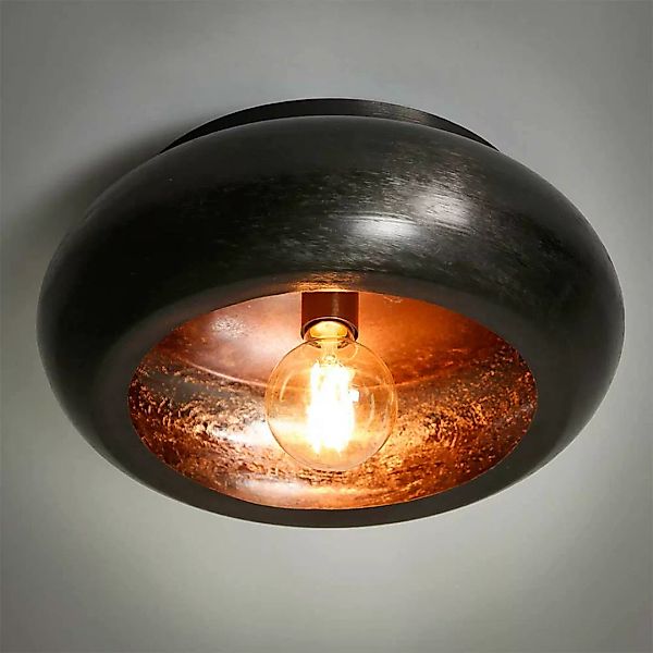 Runde Metall Deckenlampe in Schwarz Nickel 18 cm hoch günstig online kaufen
