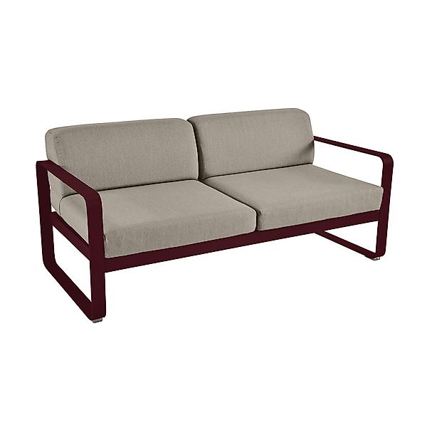 Bellevie Lounge-Sofa 2-Sitzer B9 Schwarzkirsche B8 Taupegrau günstig online kaufen