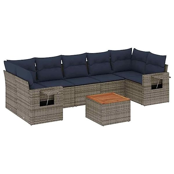 vidaXL 8-Tlg Gartensofa-Set mit Kissen Grau Polyrattan 3224479 günstig online kaufen