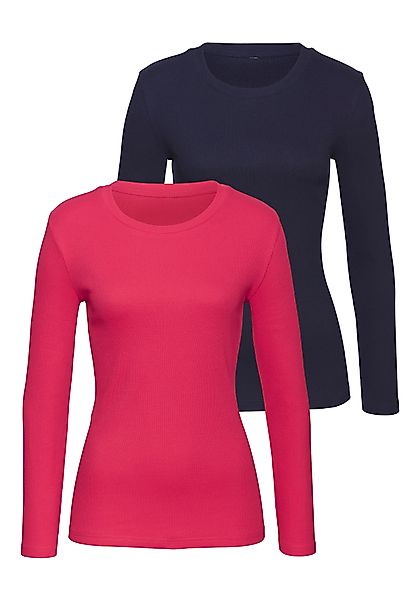 Vivance Langarmshirt aus modischer Rippware (2er-Pack) günstig online kaufen