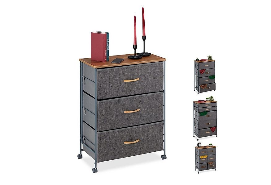 relaxdays Beistellschrank Schubladenschrank mit Rollen A günstig online kaufen