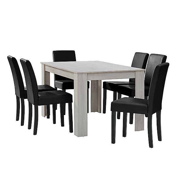 en.casa Essgruppe, (7-tlg., Esstisch mit 6 günstig online kaufen