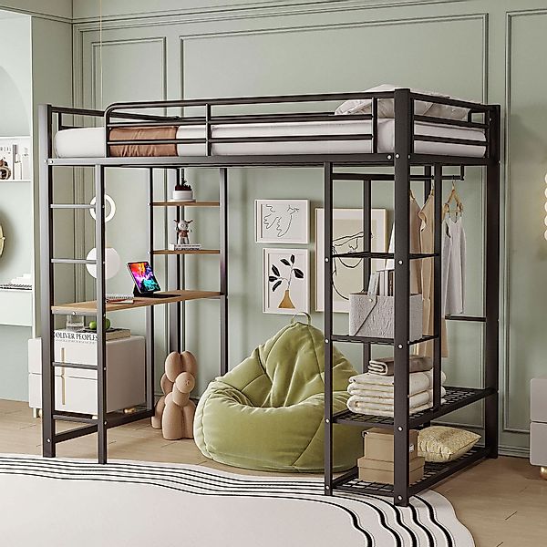 Flieks Hochbett Kinderbett Metallbett 90x200cm mit günstig online kaufen