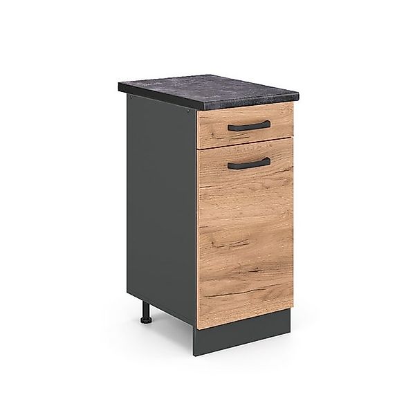 Vicco Küchenunterschrank R-Line Goldkraft Eiche/Anthrazit 40 cm AP Anthrazi günstig online kaufen