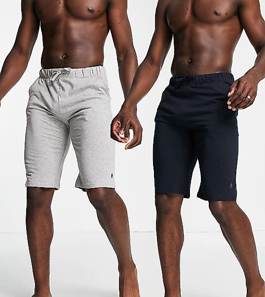 French Connection Tall – 2er-Pack Shorts in Marineblau und Hellgrau meliert günstig online kaufen
