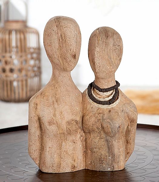 Casablanca by Gilde Dekofigur »Skulptur Pair, natur«, Dekoobjekt, aus Holz, günstig online kaufen