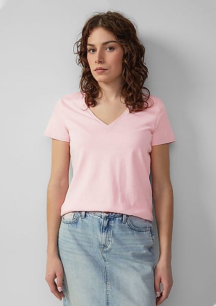 QS Kurzarmshirt Jerseyshirt mit V-Ausschnitt günstig online kaufen
