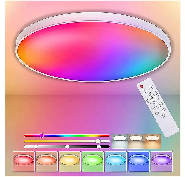 Sunicol Deckenleuchten LED Pendelleuchte,Ø30CM, mit Fernbedienung, 24W, RGB günstig online kaufen