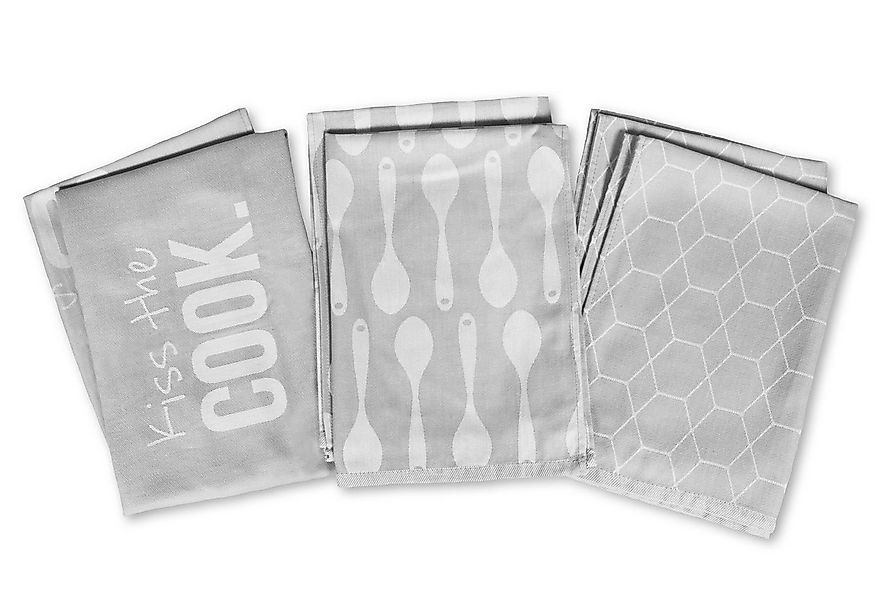 jilda-tex Geschirrtuch Kiss The Cook, (Set, 6-tlg., 6 Geschirrtücher mit Mo günstig online kaufen