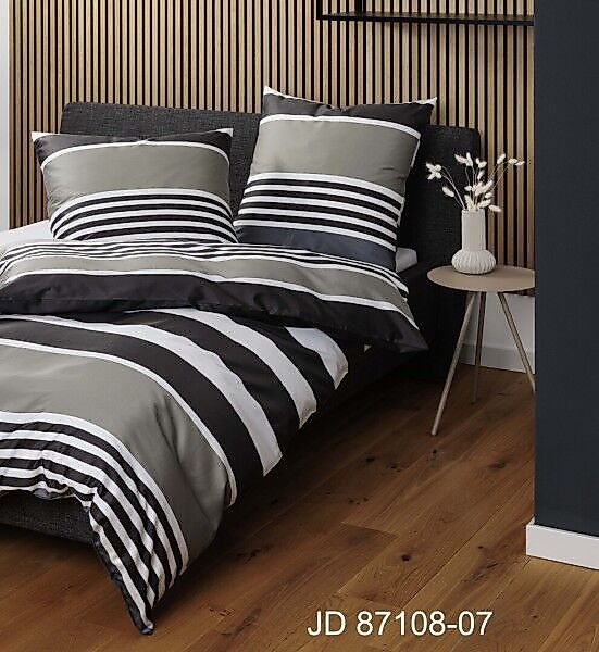 Janine Janine Mako-Satin Bettwäsche J. D. 87108 braun grau Größe:  200x220 günstig online kaufen
