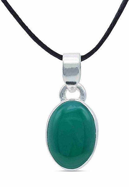 mantraroma Kettenanhänger SAMA oval aus 925 Silber mit grünen Onyx (Kettena günstig online kaufen