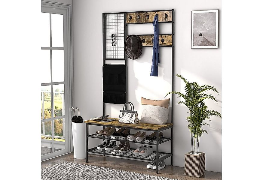 HOMCOM Garderobenständer Kleiderständer mit Haken, Schuhregal, (Jackenständ günstig online kaufen