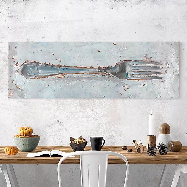 Leinwandbild Küche - Panorama Impressionistisches Besteck - Gabel günstig online kaufen