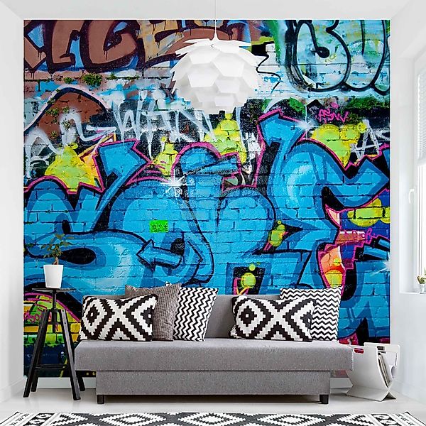 Bilderdepot24 Mustertapete Graffiti Optik Graffitiwand Backstein günstig online kaufen