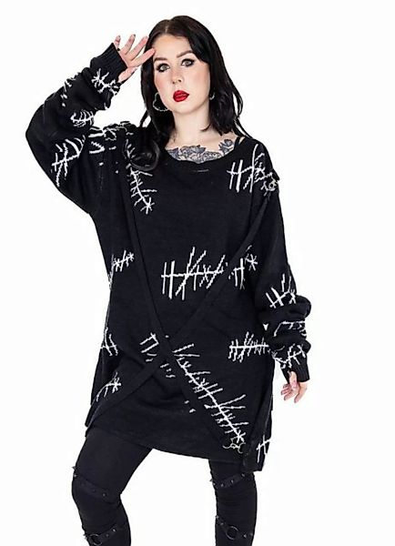 Heartless Sweatshirt Stitch Me Strickpulli Gothic Punk Grunge Extralang günstig online kaufen