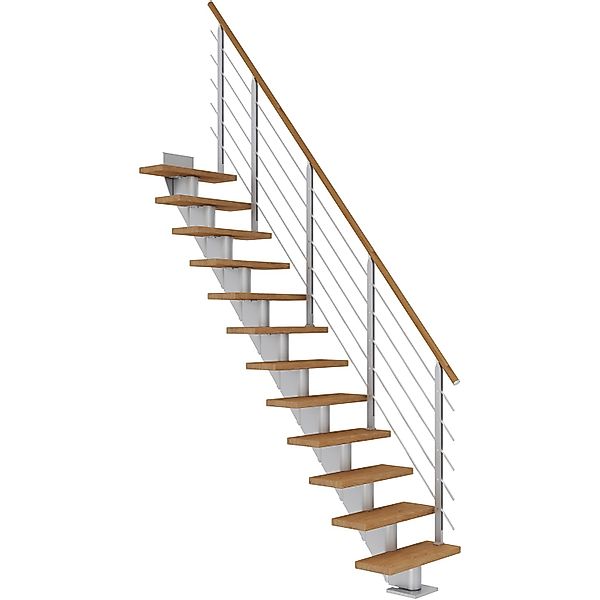 Dolle Mittelholmtreppe Frankfurt Eiche Perlgrau GH bis 258 cm Gerade 65 cm günstig online kaufen