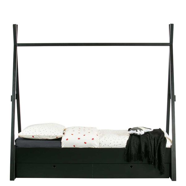 Kinderzimmerbett in Zeltform Schwarz lackiert günstig online kaufen