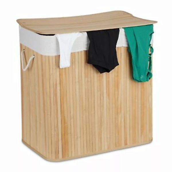 relaxdays Bambus Wäschekorb 3 Fächer natur/weiß günstig online kaufen