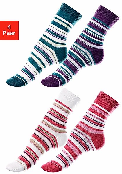 Lavana Socken Packung, 4 Paar tlg. mit Ringelmuster günstig online kaufen