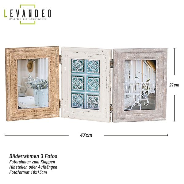 Levandeo® Bilderrahmen, Fotoaufsteller 3 Fotos 10x15 günstig online kaufen